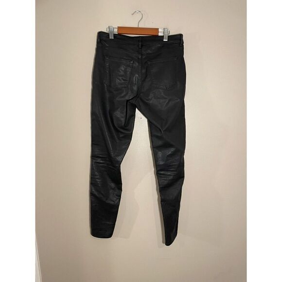 Elie Tahari Coated Skinny Jeans Women’s 28 Mixed Media Stretch‎ Black - Picture 3 of 7